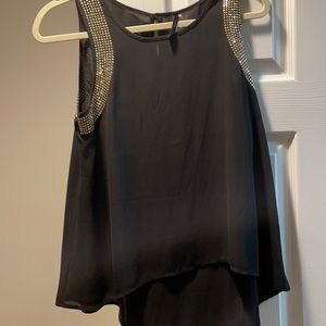 Black sleeveless blouse- gold accents